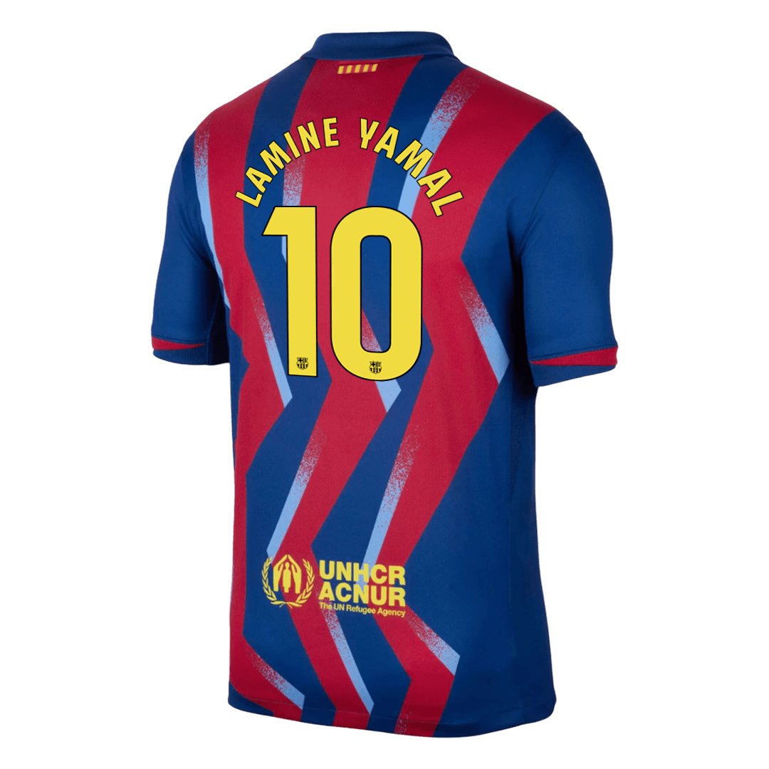 LAMINE YAMAL #10 Barcelona Vierde Thuisshirt 2025/26 Rood&Blauw