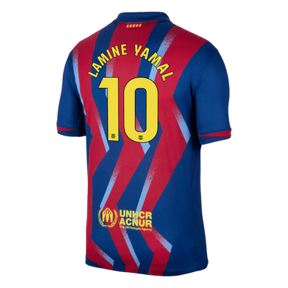 LAMINE YAMAL #10 Barcelona Vierde Thuisshirt 2025/26 Rood&Blauw