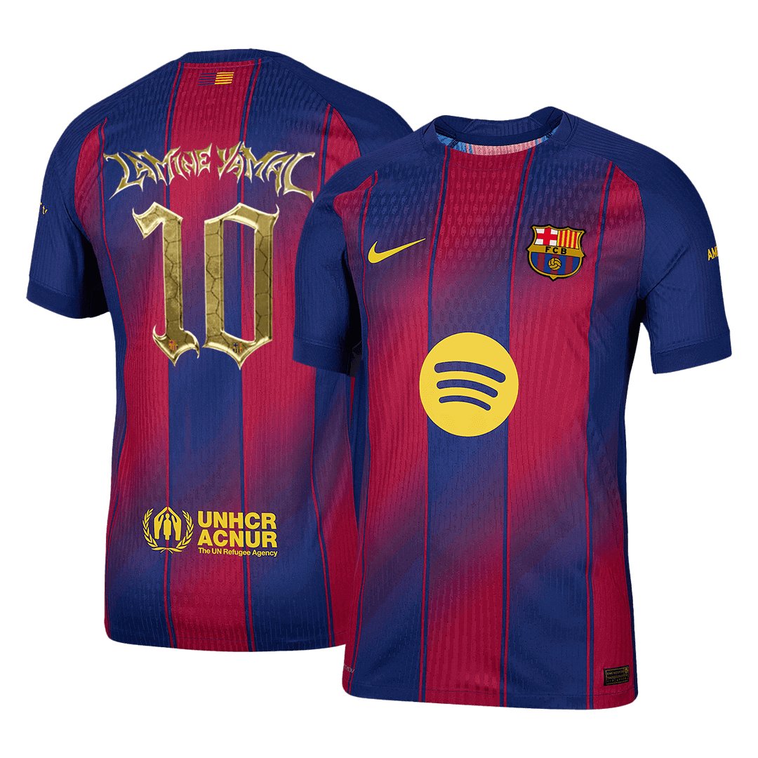 LAMINE YAMAL #10 Barcelona Thuisshirt 2025/26 Rood en Blauw Authentiek