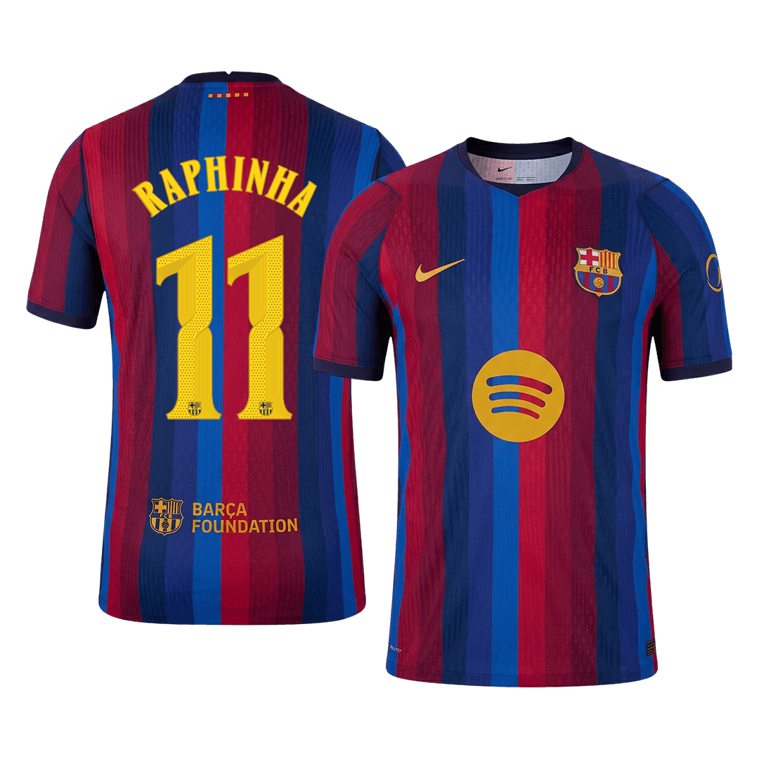 RAPHINHA #11 Barcelone Domicile Maillot 2026/27 Rouge&Bleu Joueur - UCL