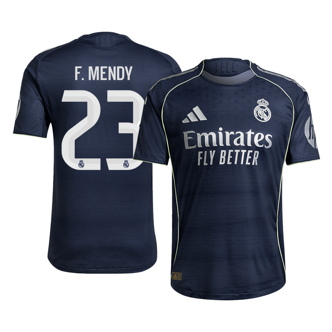 F.MENDY #23 Real Madrid Uitshirt 2025/26 Donkerblauw Authentiek