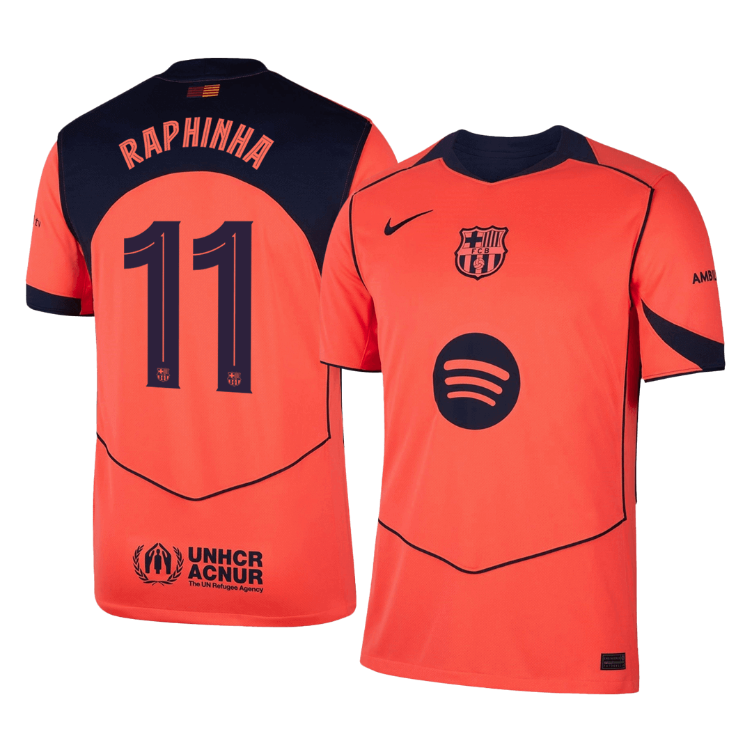 RAPHINHA #11 Barcelona Derde Thuisshirt 2025/26 Oranje - UCL