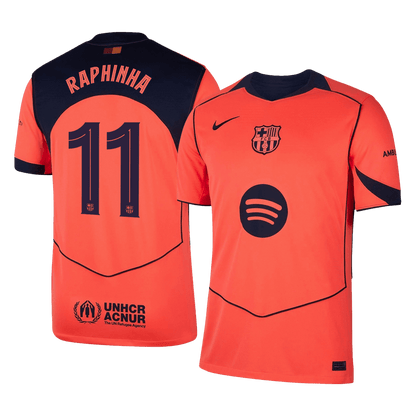 RAPHINHA #11 Barcelona Derde Thuisshirt 2025/26 Oranje - UCL