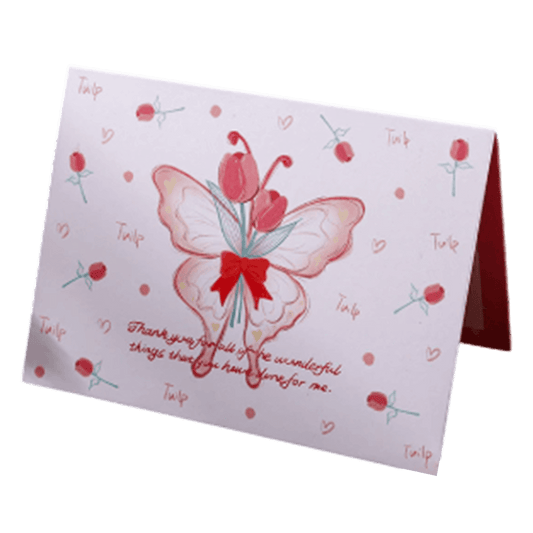 Gepersonaliseerde Tulp Vlinder Valentijnsdagkaart Rood